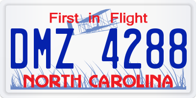 NC license plate DMZ4288