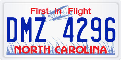 NC license plate DMZ4296