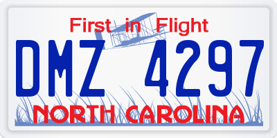 NC license plate DMZ4297