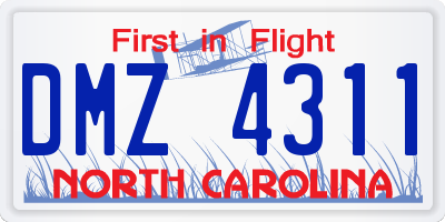NC license plate DMZ4311