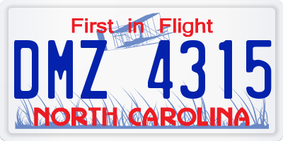 NC license plate DMZ4315