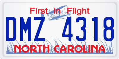 NC license plate DMZ4318