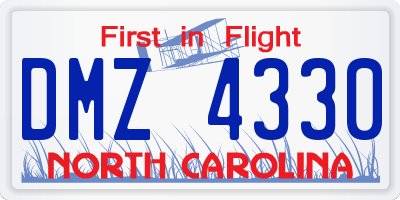 NC license plate DMZ4330