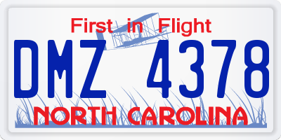 NC license plate DMZ4378