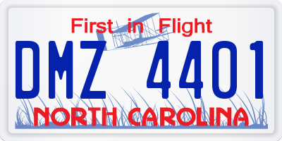 NC license plate DMZ4401