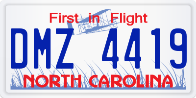 NC license plate DMZ4419
