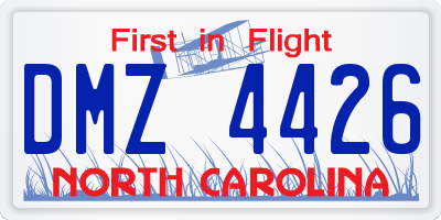 NC license plate DMZ4426