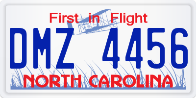 NC license plate DMZ4456