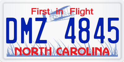 NC license plate DMZ4845