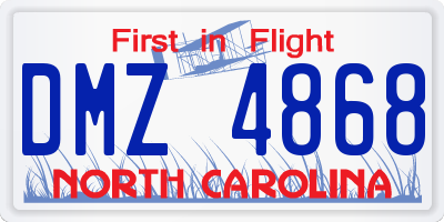 NC license plate DMZ4868