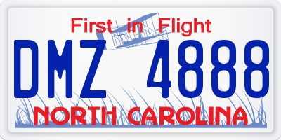 NC license plate DMZ4888