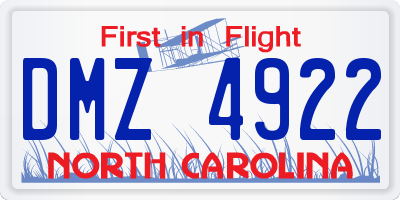 NC license plate DMZ4922