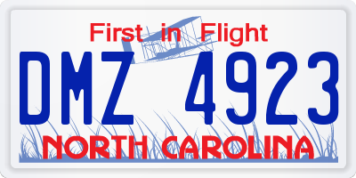 NC license plate DMZ4923