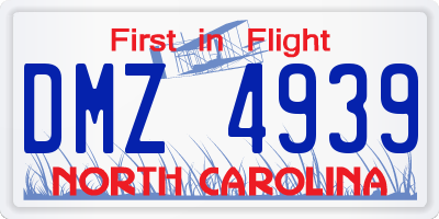 NC license plate DMZ4939