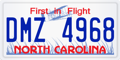 NC license plate DMZ4968