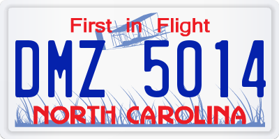 NC license plate DMZ5014