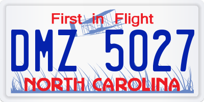 NC license plate DMZ5027