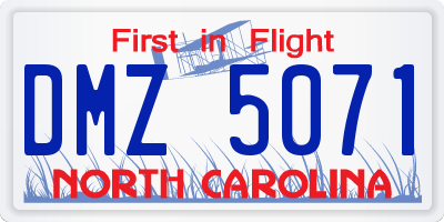 NC license plate DMZ5071