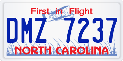 NC license plate DMZ7237