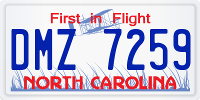 NC license plate DMZ7259