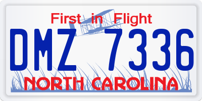 NC license plate DMZ7336