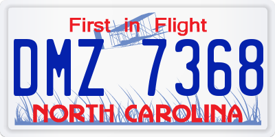 NC license plate DMZ7368