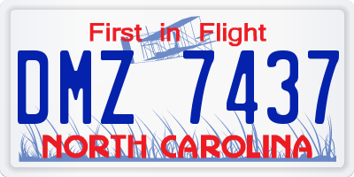 NC license plate DMZ7437