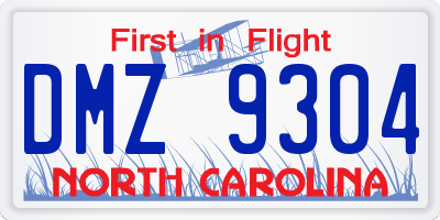 NC license plate DMZ9304