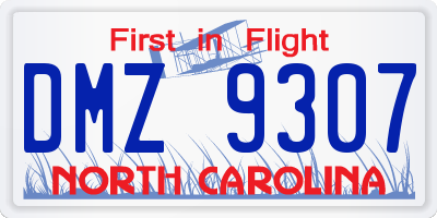 NC license plate DMZ9307