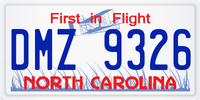 NC license plate DMZ9326