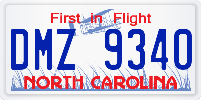 NC license plate DMZ9340