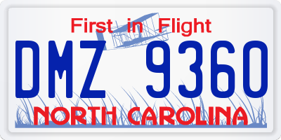 NC license plate DMZ9360