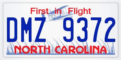NC license plate DMZ9372