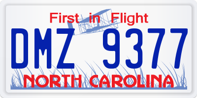 NC license plate DMZ9377