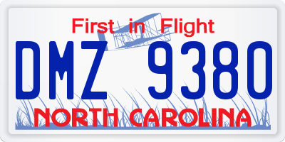 NC license plate DMZ9380