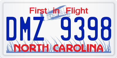 NC license plate DMZ9398