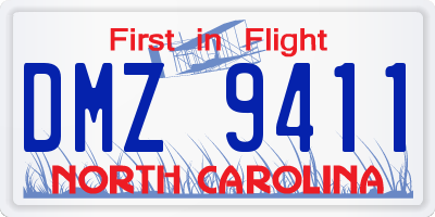 NC license plate DMZ9411