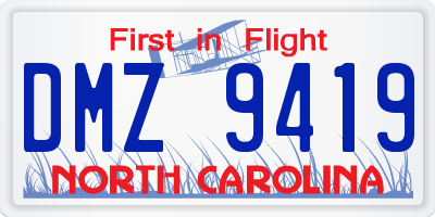 NC license plate DMZ9419