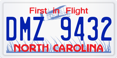 NC license plate DMZ9432