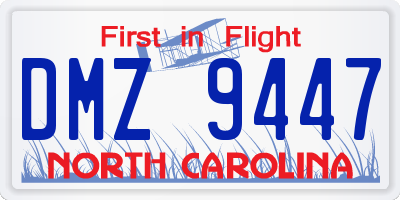 NC license plate DMZ9447