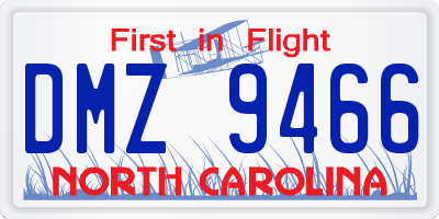 NC license plate DMZ9466