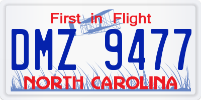 NC license plate DMZ9477