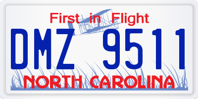 NC license plate DMZ9511
