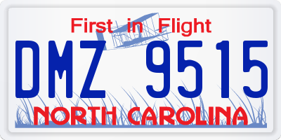 NC license plate DMZ9515