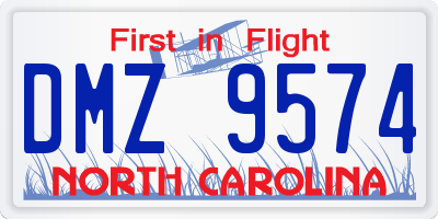NC license plate DMZ9574