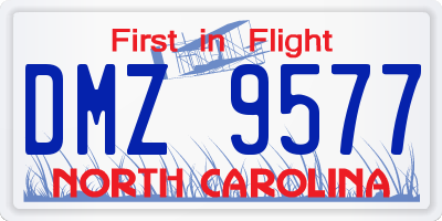 NC license plate DMZ9577