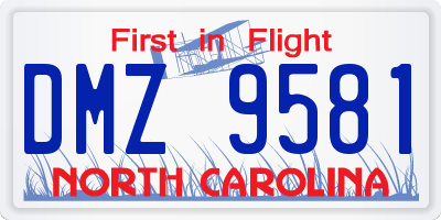 NC license plate DMZ9581