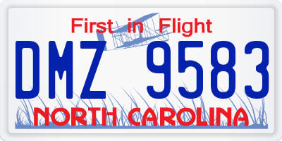 NC license plate DMZ9583