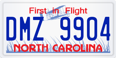 NC license plate DMZ9904