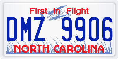 NC license plate DMZ9906